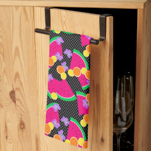 Linge De Cuisine Rouge pastèque Lémons jaunes Tropical