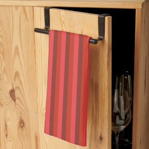 Linge De Cuisine Rouge rayé rustique