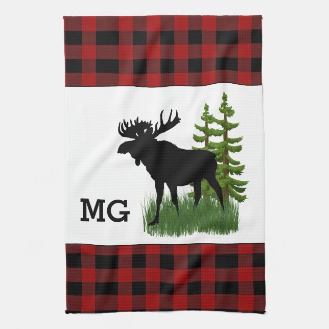 Linge De Cuisine Rouge rustique et plaid de buffle noir Cerf (Vertical)