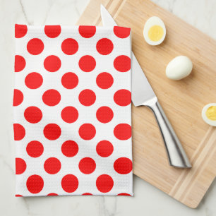 Linge De Cuisine Rouge sur blanc grand format Pois