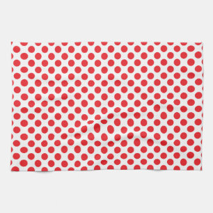 Linge De Cuisine Rouge sur point Polka blanc