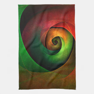 Linge De Cuisine Rouge Vert Floral Moderne Art Abstrait Motif #21