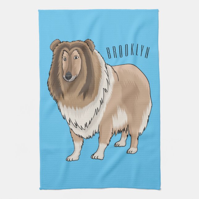 Linge De Cuisine Rough collie dog cartoon illustration  (Vertical)