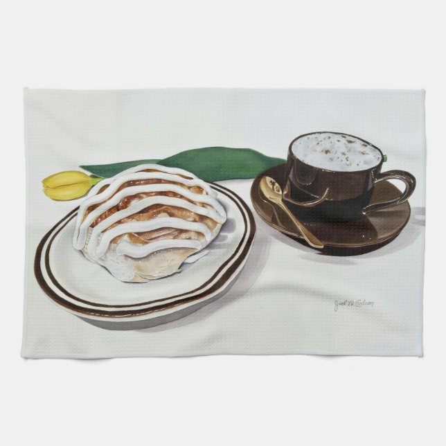 Linge De Cuisine Roulé à la cannelle et cappuccino (Horizontal)