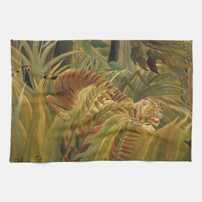 Linge De Cuisine Rousseau Jungle Tropical Tiger Art (Horizontal)