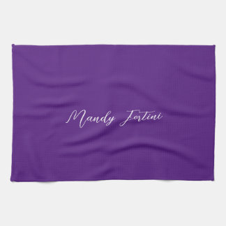 Linge De Cuisine Royal Purple Plain Élégante Calligraphie minimalis