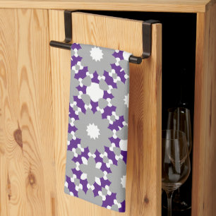 Linge De Cuisine Royal violet gris blanc Cercles connectés Motif