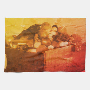 Linge De Cuisine Ruban Bleu de la Foire du Comté Fruit en Sépia Vin