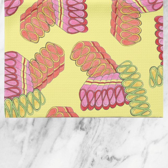 Linge De Cuisine Ruban de Noël à l'ancienne Bonbons de Noël Sucré (Ribbon candy towel)