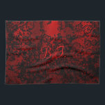 Linge De Cuisine Ruby red black stylish floral vibrant élégant<br><div class="desc">Ruby coral rouge sur noir arrière - plan classe contemporaine design floral abstrait sur une large gamme de tendance personnalisable anniversaire,  anniversaire de mariage cadeaux,  maison et cuisine produits de décoration unique avec initiales / nom personnalisés</div>