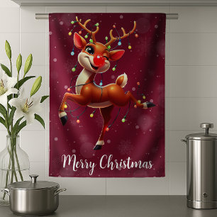 Linge De Cuisine Rudolph Le Nez Rouge Noël