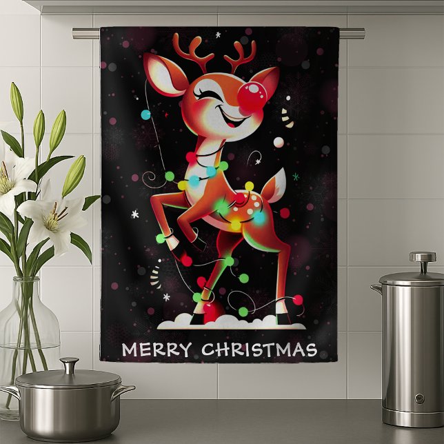 Linge De Cuisine Rudolph Le Nez Rouge Noël (Créateur téléchargé)