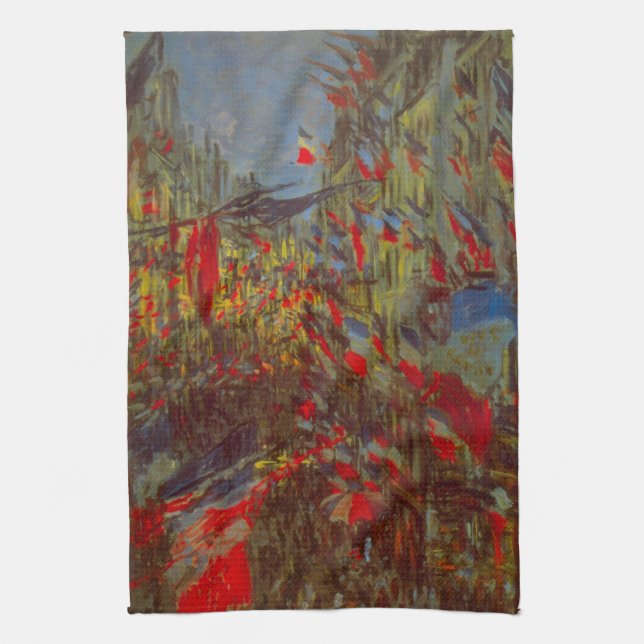Linge De Cuisine Rue Montorgueil aux drapeaux de Claude Monet (Vertical)