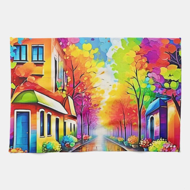 Linge De Cuisine Rue Rainbow : Vivid Town (Horizontal)