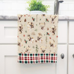 Linge De Cuisine Russe Reindeer Farmhouse Nom de famille Monogramme<br><div class="desc">Doté d'un monogramme initial, d'un nom de famille et d'une date établie, et d'une belle ferme plaid. Ajoutez votre libellé personnalisé à cette conception à l'aide des cases "Modifier ce modèle de conception" situées à droite de l'élément ou cliquez sur le bouton bleu "Customiser" pour arranger le texte, modifier les...</div>