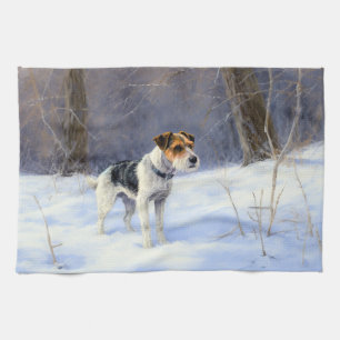Linge De Cuisine Russell Terrier Laisser neiger Noël