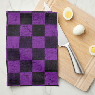 Linge De Cuisine Rustic Checks, Purple and Black