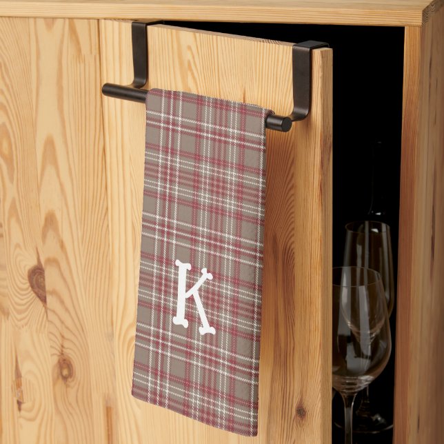 Linge De Cuisine Rustic Cranberry, Dark Tan & White Plaid Kitchen  (Pliage en tiers)