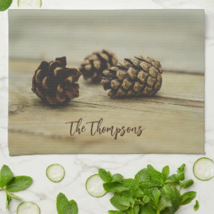Linge De Cuisine Rustic Fall Pinecones Farmhouse Thème Personnalisé