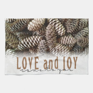 Linge De Cuisine Rustic Holiday Love and Joy Pine Cone
