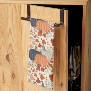 Linge De Cuisine Rustique Automne Citrouille Feuille Fleur sauvage