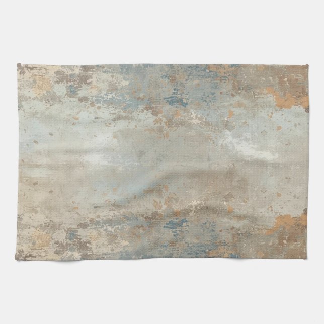 Linge De Cuisine Rustique Bleu Poussiéreux Marron Clair Abstrait Fe (Horizontal)