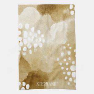 Linge De Cuisine Rustique Boho Abstrait Texturé Motif -Tonalité Ter