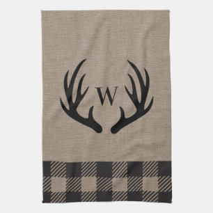 Linge De Cuisine Rustique Cabine Lodge Antlers Monogrammed Serviett