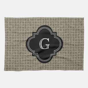 Linge De Cuisine Rustique Country Burlap Look, Étiquette Monogramme