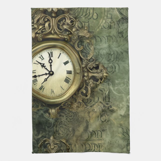 Linge De Cuisine Rustique Émeraude Vert Antique Steampunk (Vertical)