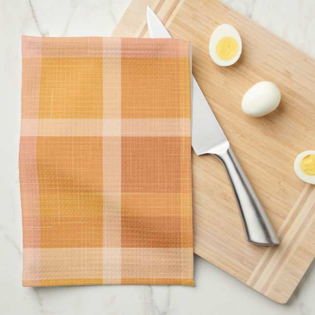 Linge De Cuisine Rustique Orange Automne Plaid Tartan Kitchen T (Quart Plié)