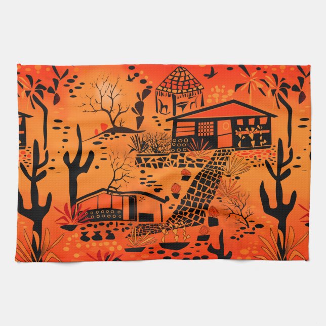 Linge De Cuisine Sable sans transparence paysage de sable maisons n (Horizontal)