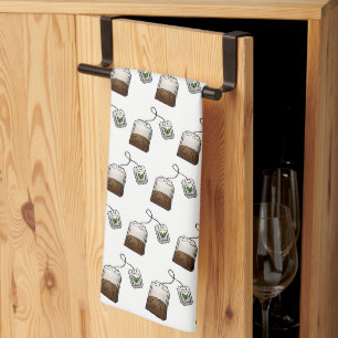 Linge De Cuisine Sac à thé rapide Motif sur blanc