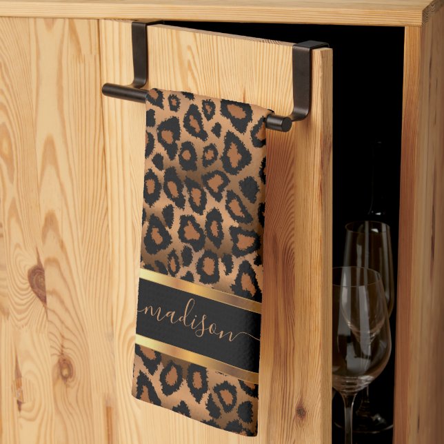 Linge De Cuisine Safari Brown Leopard - Personnaliser (Pliage en tiers)