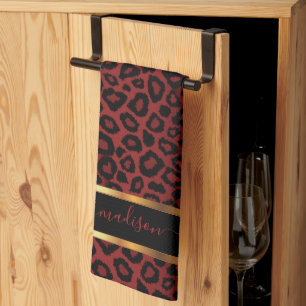 Linge De Cuisine Safari Dark Red Leopard - Personnaliser