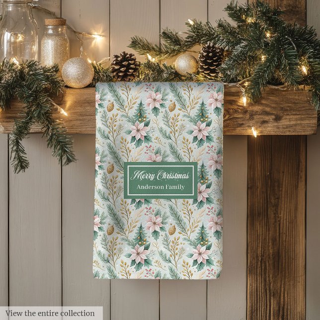 Linge De Cuisine Sage and Gold Kitchen Towel Christmas Floral Gift (Sage and Gold Kitchen Towel Christmas Floral Gift)