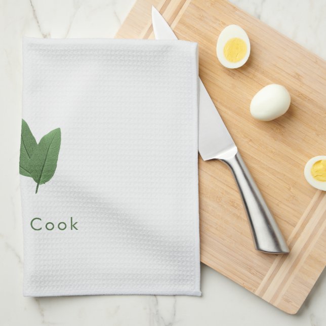 Linge De Cuisine Sage Cook customisé, Green Feuille Art (Quart Plié)