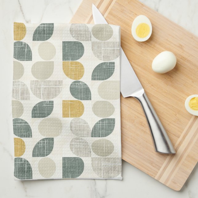 Linge De Cuisine Sage Green Boho Abstrait (Quart Plié)