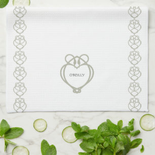 Linge De Cuisine Sage Green Irish Celtic Swan Love Knot Nom de fami
