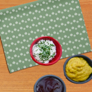 Linge De Cuisine Sage rustique Pneus verts et blancs