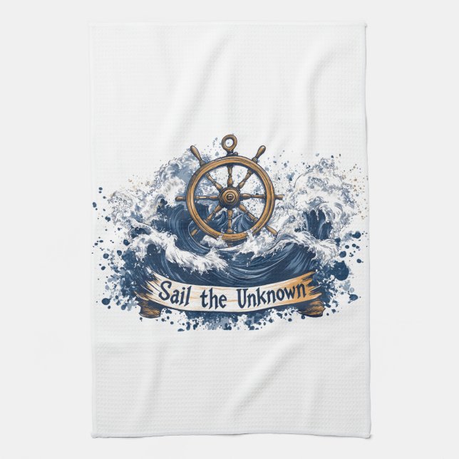 Linge De Cuisine "Sail the Unknown" - Conception inspirée par le na (Vertical)
