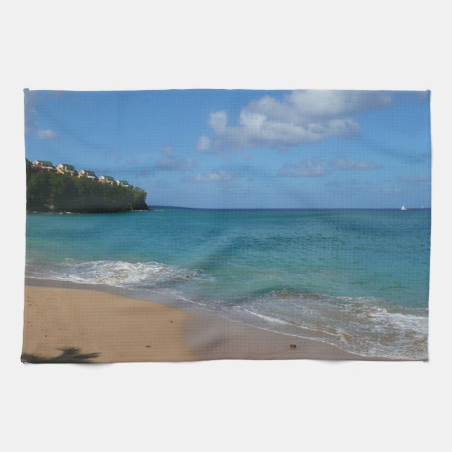 Linge De Cuisine Saint Lucia Beach Paysage tropical (Horizontal)