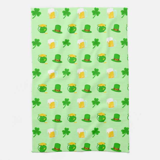 Linge De Cuisine Saint Patrick's Day Shamrock Pot of Gold Celtic Kn (Vertical)