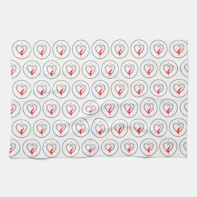 Linge De Cuisine Saint Valentin Amour & Coeurs (Horizontal)