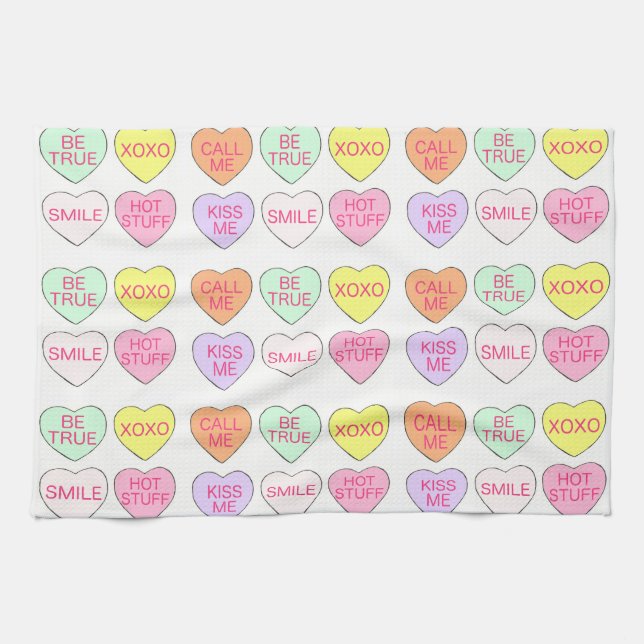 Linge De Cuisine Saint Valentin Candy Coeurs de conversation (Horizontal)