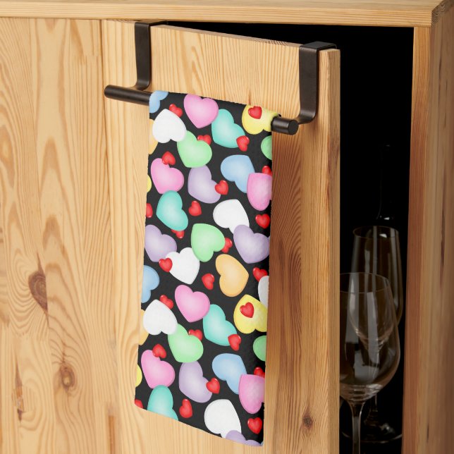 Linge De Cuisine Saint Valentin Candy Hearts Motif (Pliage en tiers)