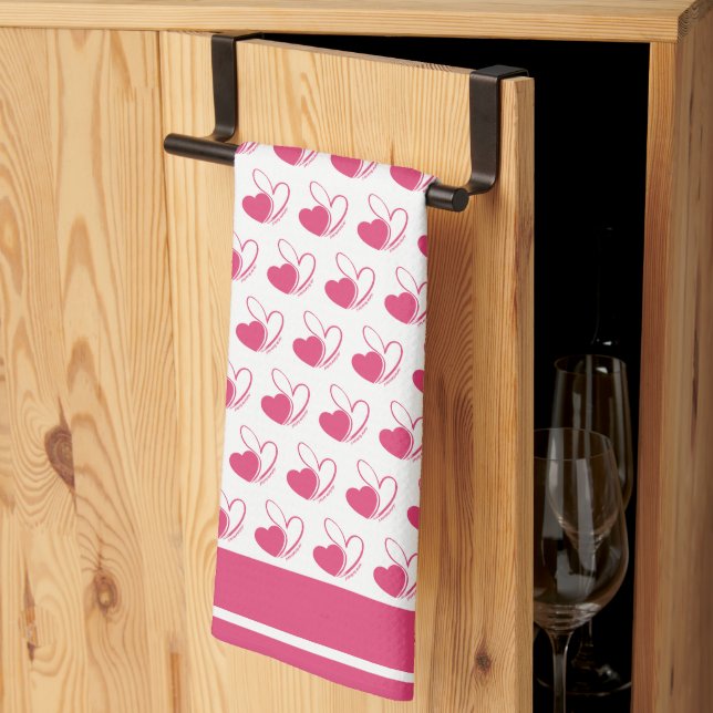 Linge De Cuisine Saint-Valentin Coeurs Tordus (Pliage en tiers)