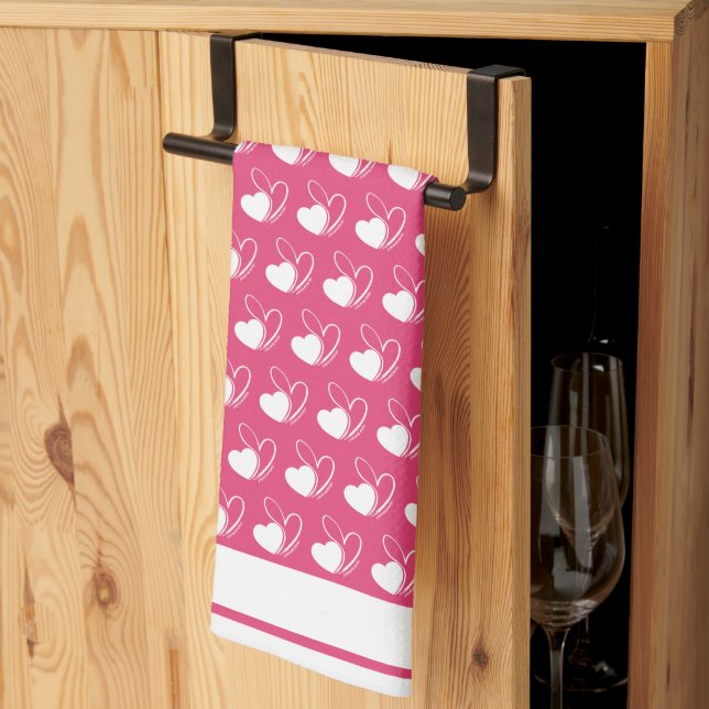 Linge De Cuisine Saint-Valentin Coeurs Tordus (Pliage en tiers)
