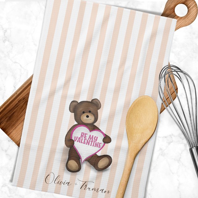 Linge De Cuisine Saint-Valentin Mignonne Ours Teddy (Be my Valentine's cute kitchen towel.)