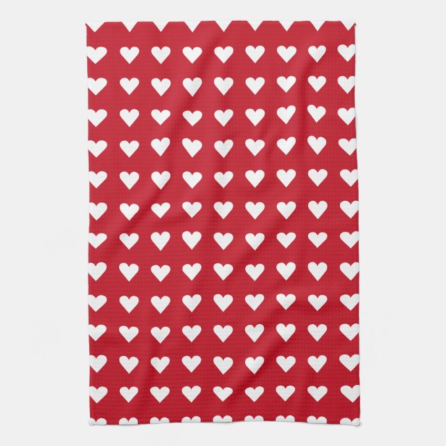 Linge De Cuisine Saint-Valentin motif coeurs rouges amour (Vertical)